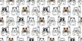 Dog seamless pattern french bulldog bath shower vector cartoon scarf isolated tile background repeat wallpaper illustration doodle