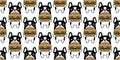 Dog seamless pattern french bulldog hamburger vector puppy pet fast food breed cartoon character repeat wallpaper tile background