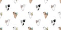 Dog seamless pattern french bulldog ice cream vector breed paw footprint cartoon tile background repeat wallpaper scarf isolated i