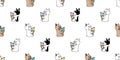 Dog seamless pattern french bulldog ice cream vector pet sitting breed puppy cartoon tile background repeat wallpaper scarf isolat