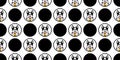 Dog seamless pattern french bulldog lucky cat japan Maneki Neko polka dot vector scarf isolated repeat wallpaper tile background c