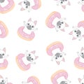 Dog seamless pattern french bulldog paw vector repeat background tile cartoon wallpaper isolated black Royalty Free Stock Photo