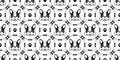 Dog seamless pattern french bulldog vector bone isolated wallpaper background circle