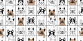 Dog seamless pattern french bulldog vector checked line pet puppy animal scarf isolated repeat wallpaper tile background cartoon d