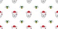 Dog seamless pattern french bulldog vector Christmas Santa Claus hat bell bone gift scarf isolated wallpaper background