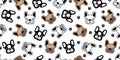 Dog seamless pattern french bulldog vector paw footprint cartoon scarf isolated christmas tile wallpaper repeat background illustr