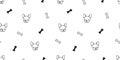 Dog seamless pattern vector french bulldog bone pug head puppy background isolated wallpaper white