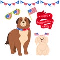 Dog Set American Independence Day Patriotic Us Pet