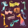 Cartoon dogs set  vector illustration Royalty Free Stock Photo