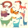 Cartoon dogs set. Vector illustrations of dogs Royalty Free Stock Photo