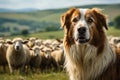 dog shepherd guarding sheep generative ai Royalty Free Stock Photo