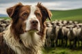 dog shepherd guarding sheep generative ai Royalty Free Stock Photo
