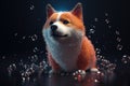 A dog of the Shiba Inu breed is a pet. Background with a dog. copyspace. generative ai