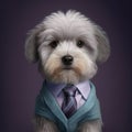 Dog shihtzu portrait generative ai. Shihtzu cute puppy wearing business professional attire