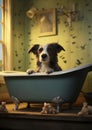 Pet dog bathtub care puppy bathroom hygiene animal shower cute wet