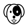 The dog shows the tongue simple vector icon. Black and white illustration of dog face. Outline linear pet icon. Royalty Free Stock Photo