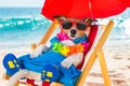 Dog siesta on beach chair Royalty Free Stock Photo