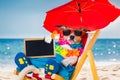 Dog siesta on beach chair Royalty Free Stock Photo