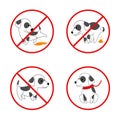 Dog signs. No pissing and pooping vector icon