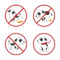 Dog signs. No and pooping vector icon