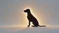 Dog Silhouette Sitting in Soft Backlight on Minimal Studio Background Royalty Free Stock Photo