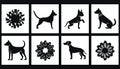 Dog Silhouettes and Abstract Geometric Design Elements Set Royalty Free Stock Photo