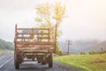 Dog sits in the back of an old truck Royalty Free Stock Photo