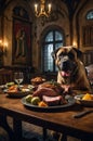 Majestic Boerboel Dog at Medieval Feast Royalty Free Stock Photo