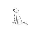 Dog sitting handrawn illustration vector outline Royalty Free Stock Photo