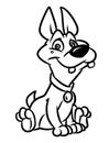 Dog sitting happy animal character cartoon illustration coloring page