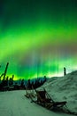 Dog Sleds And Northern Lights Royalty Free Stock Photo
