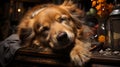 Dog Sleeping in her Notebook after Studying. generative ai Royalty Free Stock Photo