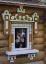 Dog in small wooden house. Royalty Free Stock Photo