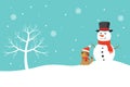 Winter Wonder: Snowman and Dog Embrace the Festivities! Royalty Free Stock Photo