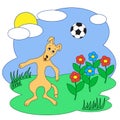 A dog with a soccer ball. Vector illustration.