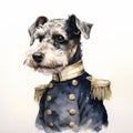 Dog Soldier Portrait: Detailed Watercolor Painting In The Style Of American Barbizon School