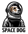 A dog in a space suit. Vector illustration. Royalty Free Stock Photo