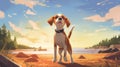 Nostalgic Beagle Puppy Illustration On Prince Edward Island Beach Royalty Free Stock Photo