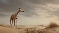 Eerily Realistic Greyhound In Dreamy Desertwave Landscape