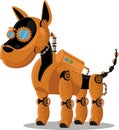 Dog steampunk robot. Unusual animal pattern mechanism vector.