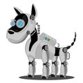 Mechanical cute dog in steampunk style on a white background. Vector illustration. Royalty Free Stock Photo