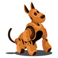 Mechanical cute dog in steampunk style on a white background. Vector illustration. Royalty Free Stock Photo