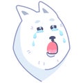 Dog sticker, crying emotion. Samoyed dog crying. Upset emoticon crying. Emoticon for social networks