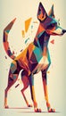 Dog in the style of bright geometric abstractions by Generative AI