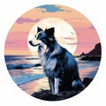 Collie Tito Moon Art Print: Lively Coastal Landscapes With A Border Collie