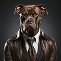 Dog in suit. Studio lights. Dog businessman concept