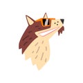 Dog in sunglasses, animal portrait cartoon vector Illustration on a white background Royalty Free Stock Photo