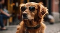 A Dog With Sunglasses Participating In A Scavenger Hunt. Generative AI