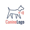 Dog symbol made in line art style. Heart with a paw making affectionate signs. Walking, boarding canine logo