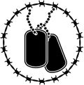 Dog tags and barbed wire